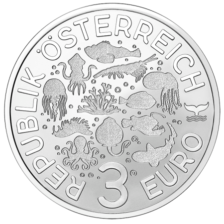 Autriche Baudroie - 3 Euros 2023 (Nouvelle collection - Vie sous-marine)