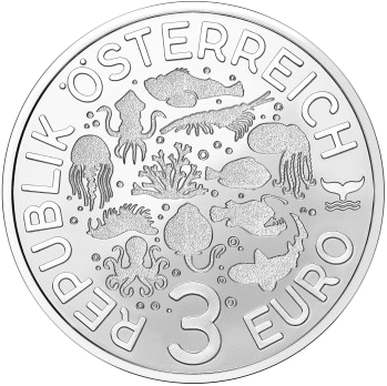 Autriche Corail Pierreux - 3 Euros 2023 (Nouvelle collection - Vie sous-marine)