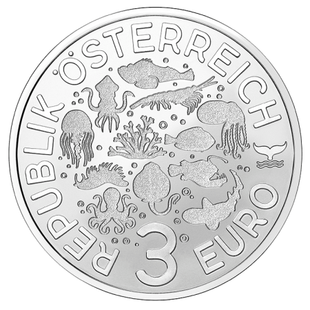 Autriche Krill Antarctique - 3 Euros 2023 (Nouvelle collection - Vie sous-marine)