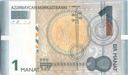 Azerbaidjan 1 New Manat 2009 - Instruments - Carte