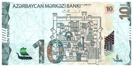 Azerbaidjan 10 Manat - Château - Carte - 2021