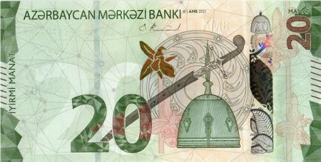Azerbaidjan 20 Manat - Casque - Carte - 2021 - P.NEW