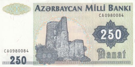 Azerbaidjan 250 Manat, Tour de Maiden, Bakou - ND 1992
