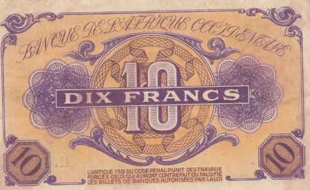 B A O 10 Francs 02-01-1943 - Tête de femme - Série H.63 - TTB - P.29