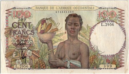 B A O 100 Francs - Femme avec fruits, famille - 06-01-1948 - Série L.2956 - TTB - P.40