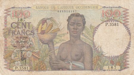 B A O 100 Francs 16-04-1948 - Femme avec fruits, famille - Série P.3581
