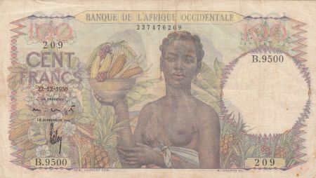 B A O 100 Francs 1943 - Femme avec fruits, famille - Série B.9500