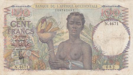 B A O 100 Francs 1948 - Femme avec fruits, famille - Série N.4671