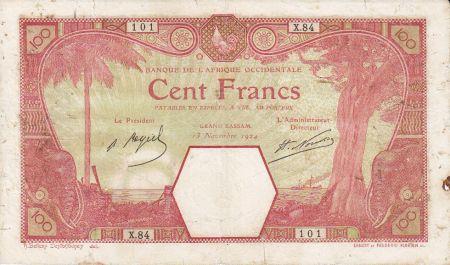 B A O 100 Francs Grand-Bassam - 13/11/1924