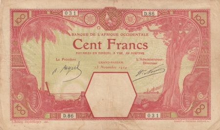 B A O 100 Francs Grand-Bassam - 13-11-1927 Série D.86
