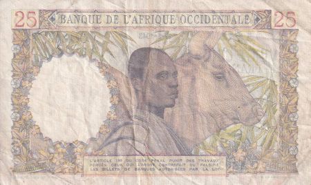 B A O 25 Francs - Femme - homme avec vache - 1943 - Série O.1303 - TB - P.38