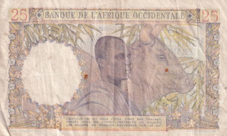 B A O 25 Francs - Femme - homme avec vache - 1943 - Série U.1288 - TB - P.38