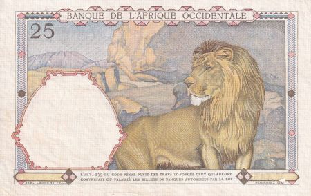 B A O 25 Francs - Homme et cheval, Lion - Chiffres bleus - 1937 - Série V.445 - TTB+ - P.22