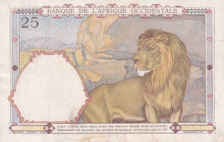B A O 25 Francs - Homme et cheval, Lion - Chiffres bleus - 1938 - Série H.699 - TTB - P.22