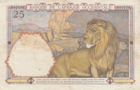 B A O 25 Francs  Touareg, Lion - Chiffres rouges - 09-01-1942 - Série T.2210