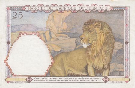 B A O 25 Francs 1942 - Homme et cheval, Lion - Chiffres rouges - Série R.3424