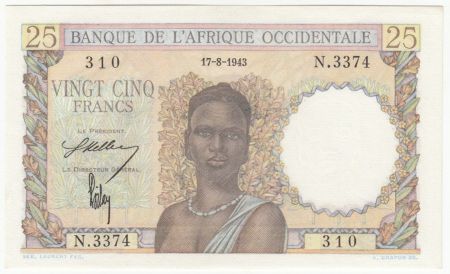 B A O 25 Francs Femme - 17-08-1943 - Série N.3374