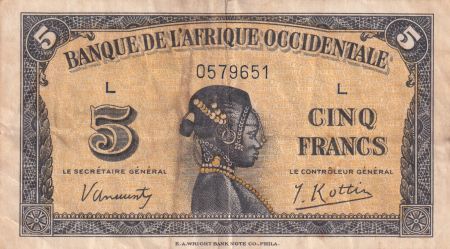 B A O 5 Francs - Africaine - 14-12-1942 - Série L