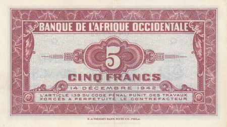 B A O 5 Francs - Africaine - 1942 - Série Q