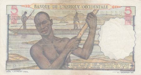 B A O 5 Francs  Femme, hommes en pirogue 27-12-1948 - Série Q.84 - P.36 - SUP