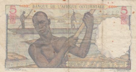 B A O 5 Francs  Femme, hommes en pirogue 30-12-1949 - Série Y.98 - P.36 - pTTB