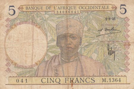 B A O 5 Francs 1935 - Homme, tisserand