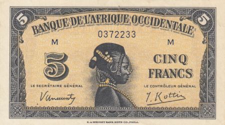 B A O 5 Francs 1942 - Tête de femme - Série M