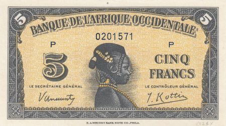 B A O 5 Francs 1942 - Tête de femme - Série P