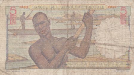 B A O 5 Francs 1943 - Femme, hommes en pirogue - Série M.49