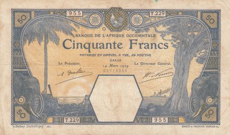 B A O 50 Francs Dakar - 14-03-1929 Série T.229