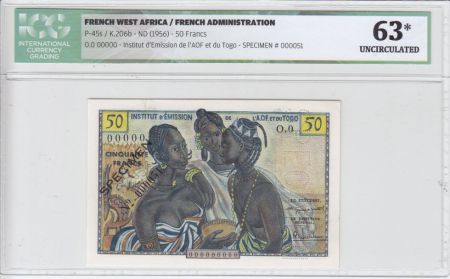 B A O 50 Francs Femmes africaines - SPECIMEN ICG UNC63