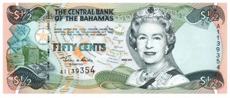 Bahamas 0.5 Dollar Elizabeth II - Marché - 2001