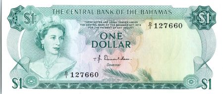 Bahamas 1 Dollar, Elizabeth II - Poissons - 1974