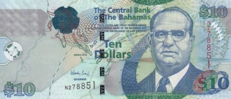 Bahamas 10 Dollars Sir Stafford Sands - Phare, plage - 2009