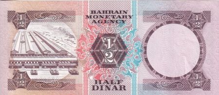 Bahreïn 1/2 Dinar - Armoiries - Usine - ND (1973) - P.7