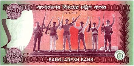 Bangladesh 40 Taka M. Rahman - 40 ans de la Victoire 1971-2011 en folder