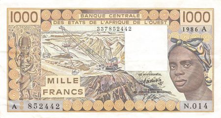 BANQUE DES ETATS DE L\'AFRIQUE DE L\'OUEST  CÔTE D\'IVOIRE - 1000 FRANCS 1986 - TTB