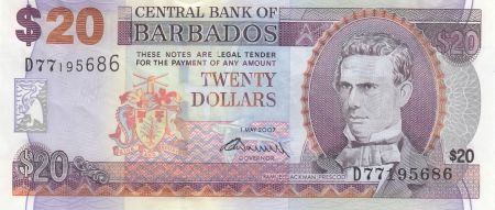 Barbade 20 Dollars Samuel Jackman Prescod - Pont - 2007 (2009)