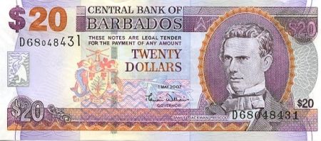 Barbade 20 Dollars S.J. Prescod - Trafalgar Square