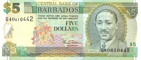 Barbade 5 Dollars Sir F. Worrell - Trafalgar Square - 2000