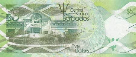 Barbade 5 Dollars Sir Frank Worrell - Batiment - 2013