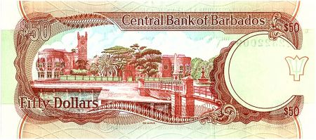 Barbade 50 Dollars, Errol Barrow - Trafalgar square - 1989