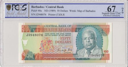 Barbade 50 Dollars E.W. Barrow - 1989 - PCGS 67 OPQ