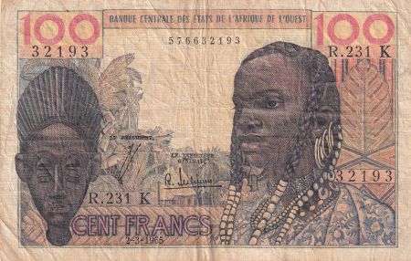BCEAO 100 Francs - Masque - 02-03-1965 - Série R.231 - Lettre K (Sénégal) - P.701Ke