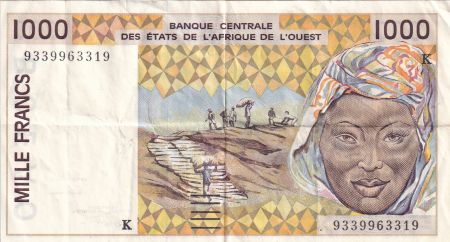 BCEAO 1000 Francs - Arachide - Masque - 1993 - Lettre K (Sénégal) - P.711K.c