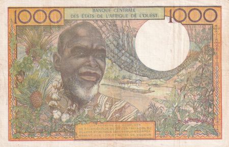 BCEAO 1000 Francs - Couple africains - Fleuve - ND (1978-79)- Lettre A (Côte d\'Ivoire) - Série S.191 - P.103Am