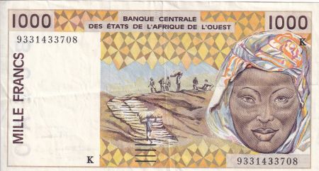 BCEAO 1000 Francs - Femme - Lettre K (Sénégal) - 1993 - P.711Kc