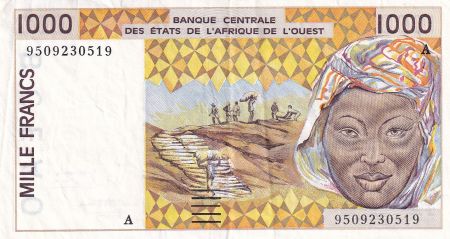 BCEAO 1000 Francs - Femme- Lettre A (Côte d\'Ivoire) - 1995 - P.111Ac