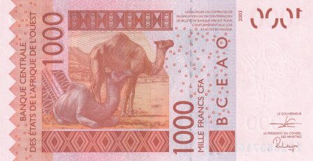 BCEAO 1000 Francs - Masque - Chameaux - 2019 - Lettre A ( Côte d\'Ivoire) - P.NEW