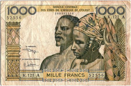BCEAO 1000 Francs, fleuve 1972 - Côte d\'ivoire - Série K.121 - P.103Ai - TB